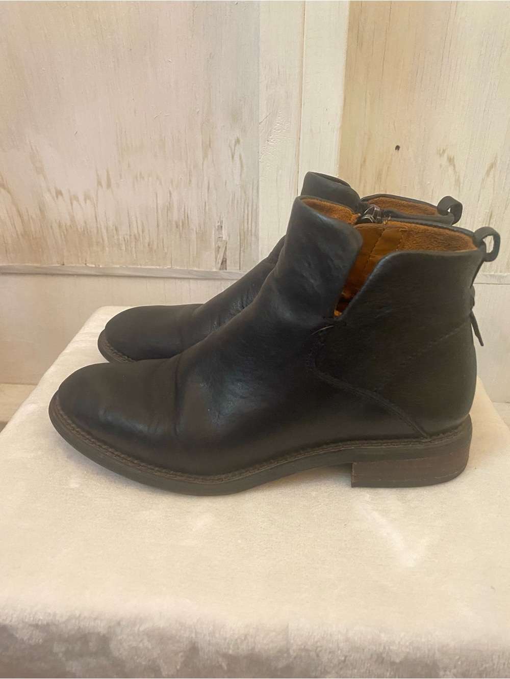 Franco Sarto Black Leather Ankle Booties with Side Zip
